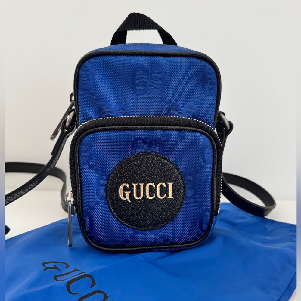 Gucci Men’s Blue Off The Grid Mini Monogram Crossbody Bag